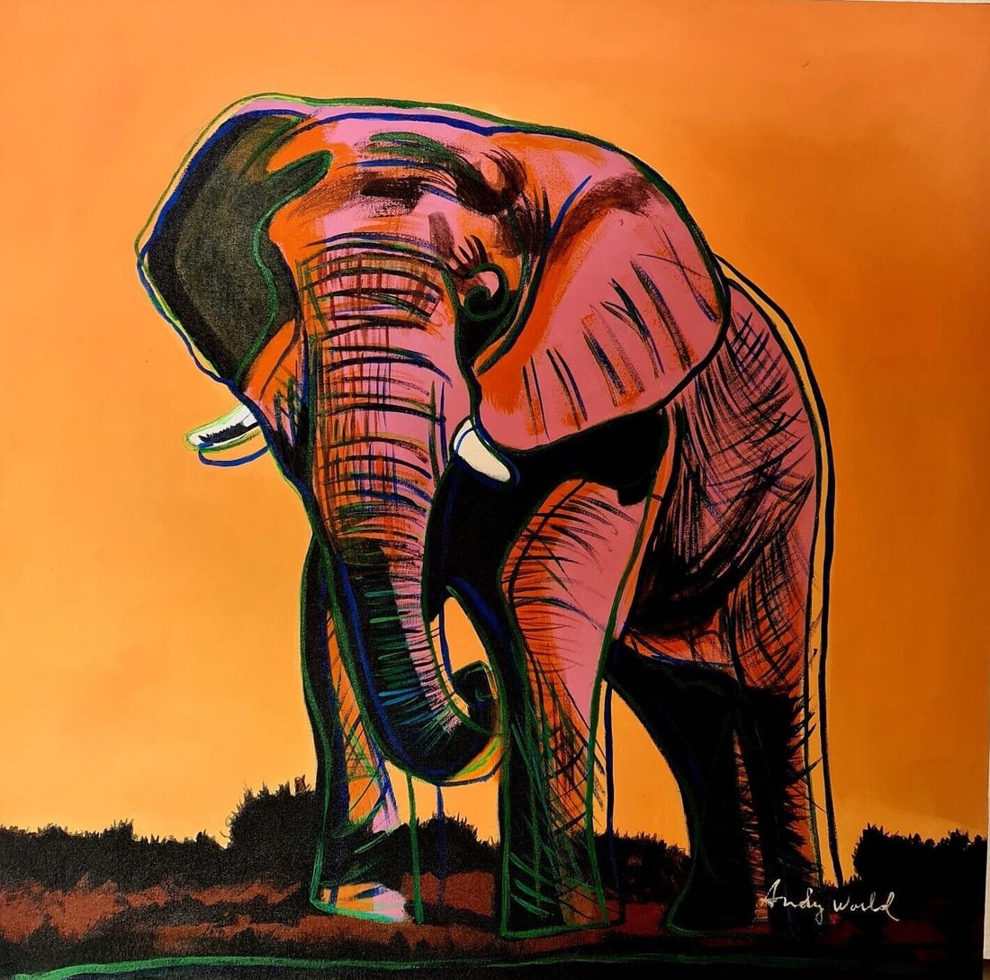 Andy Warhol's Oil Painting on Canvas: Andy Warhol's Oil Painting on Canvas (Style of). Approx. Size: 60cm x 60cm.