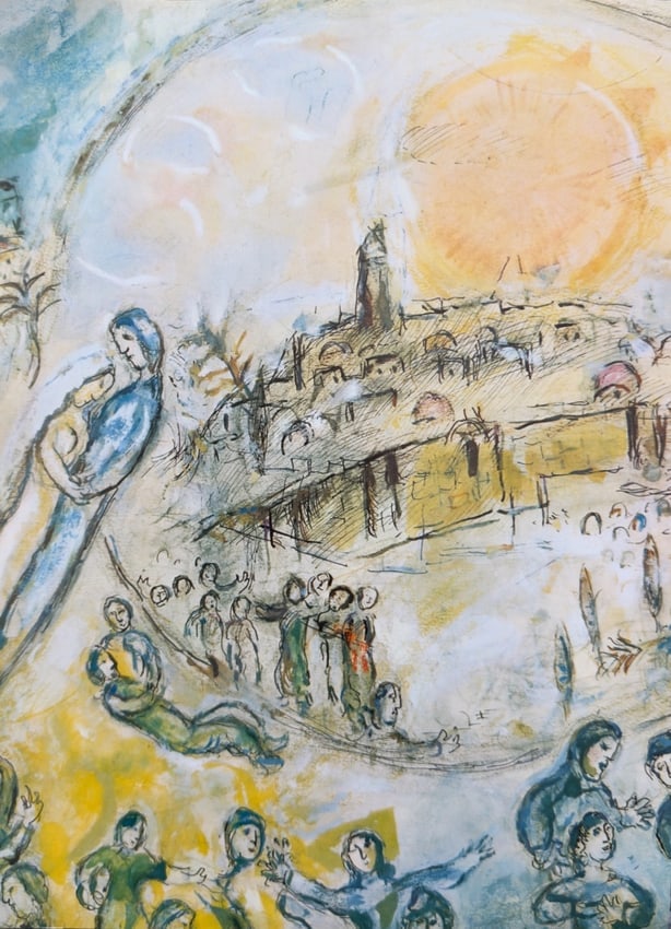 Marc Chagall Lithograph: This Marc Chagall lithograph.Published in 1982 for the New York Art Expo. Sheet measures 10.5" x 17.5".