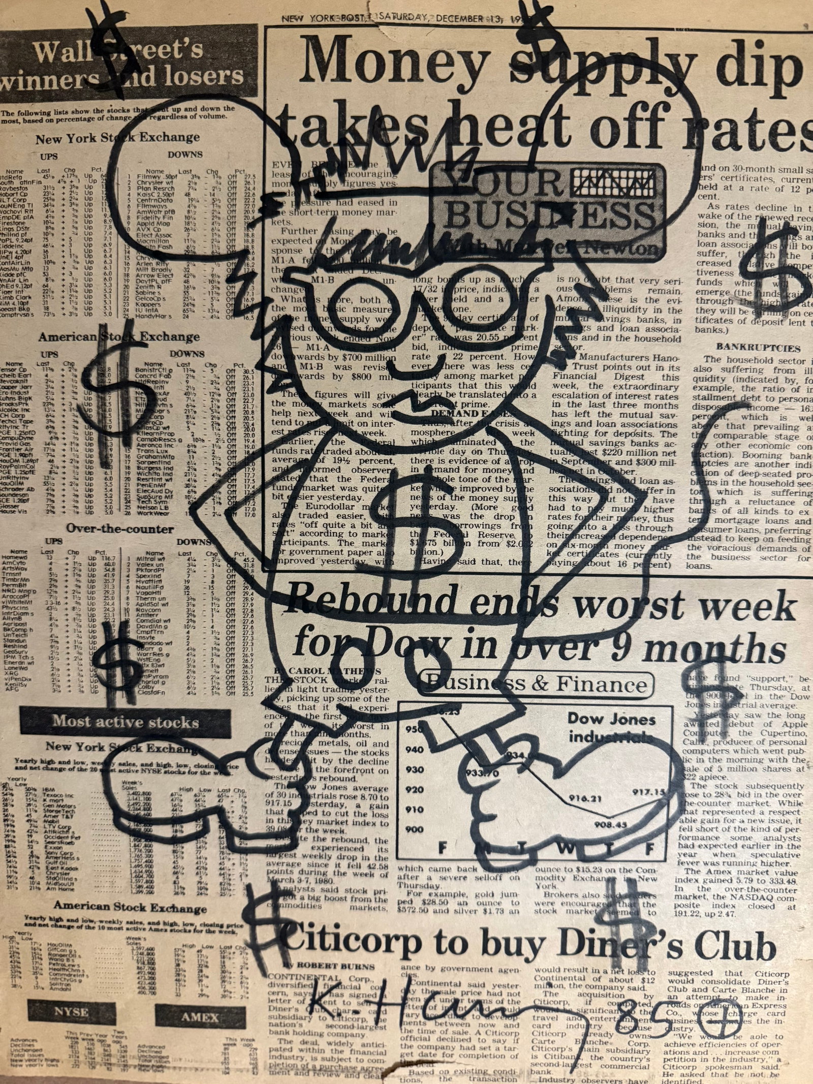 Keith Haring Newspaper -Keith Haring Newspaper Drawing (1 of 2)