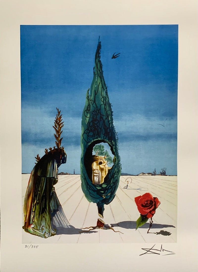 Salvador Dali - Signed & Numbered Print: Salvador Dali - Signed & Numbered Print. This piece is a facsimile signed on the lower right. Pencil numbered from an edition of 375. The paper measures 17" x 12". The image measures 13" x 9" Made on