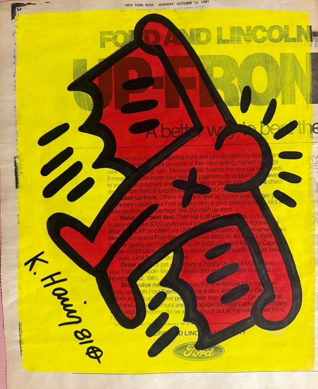 Keith Haring Newspaper -1981 Keith Haring Newspaper Marker Art (1 of 2)