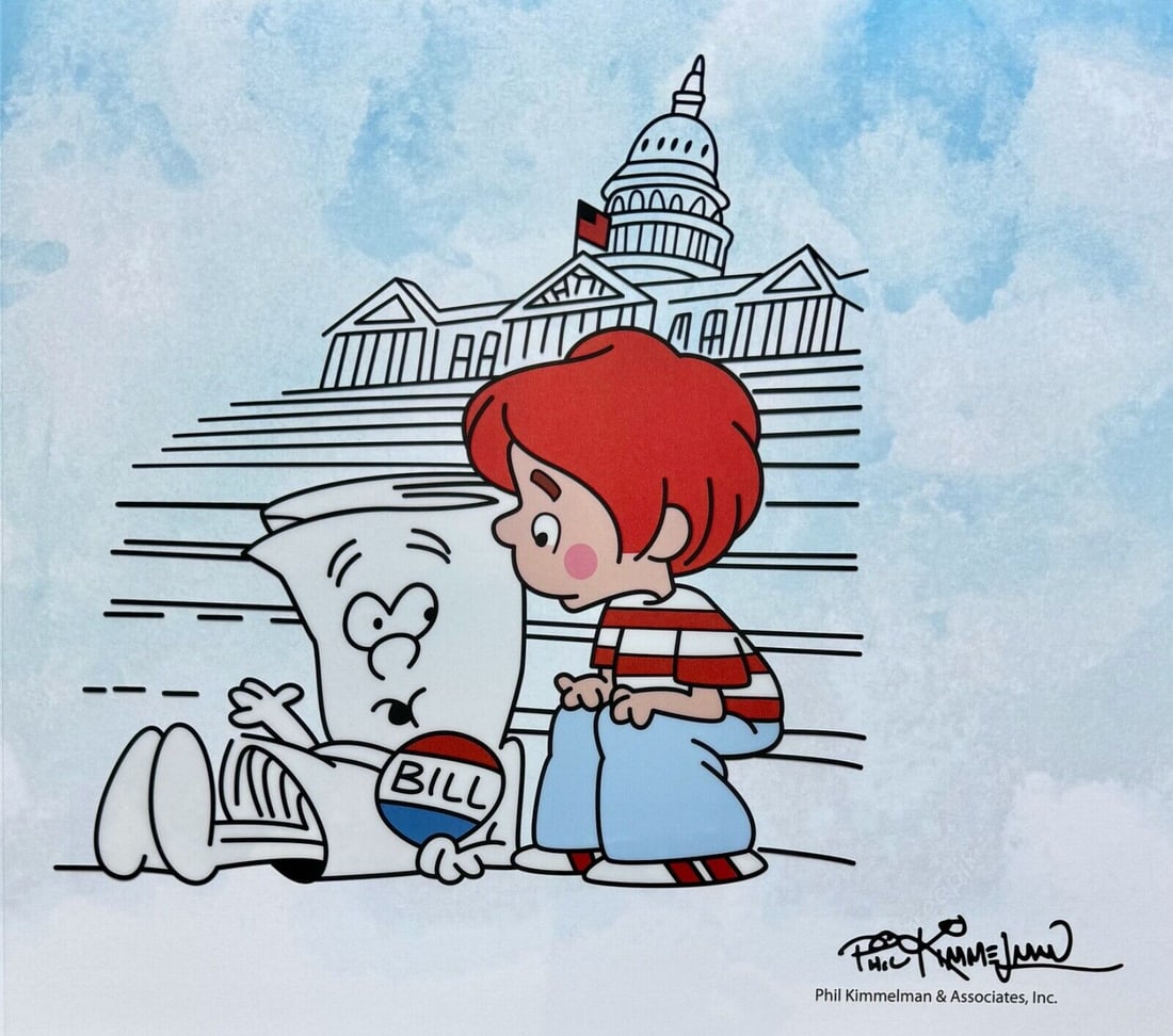 1976 Schoolhouse Rock segment, Phil Kimmelman Animation: This is a rare limited-edition sericel celebrating the 1976 Schoolhouse Rock segment â€œIâ€™m Just a Bill,” featuring the classic song by Dave Frishberg.Size: 11" x 14",