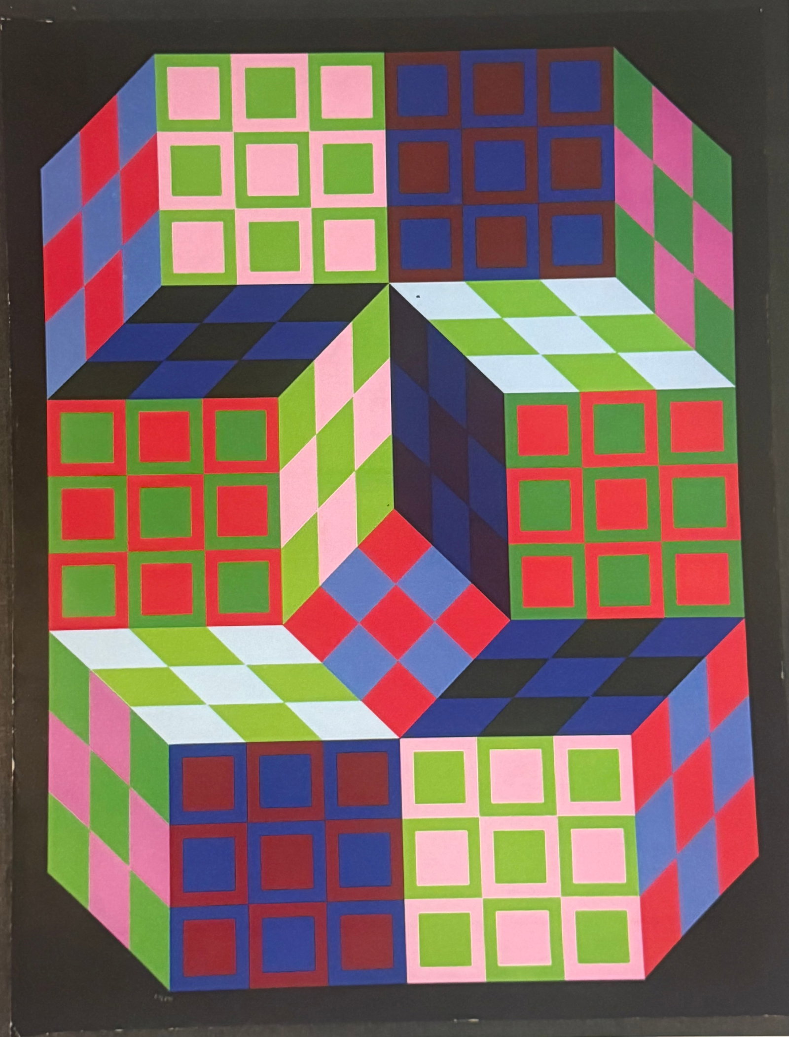 Victor Vasarely Print on Paper: Victor Vasarely Print On Paper. Size: 18 x 12 inches. See photos as part of the description. PROVENANCE: NEW YORK Private collection stamp on Verso.Will be shipped rolled in a tube. We pack & ship for