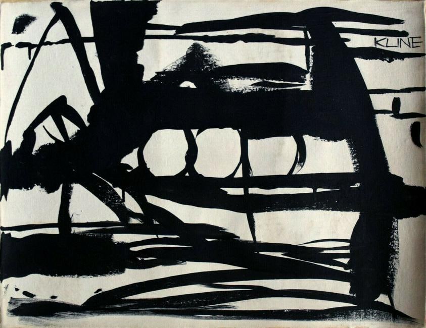 Vintage Abstract Painting on Canvas Signed Kline: Vintage Abstract Painting on Canvas Signed Kline - approximately 56 by 41.5 centimeters. All lots that do not carry established documented provenance nor any past record of auction history record are 