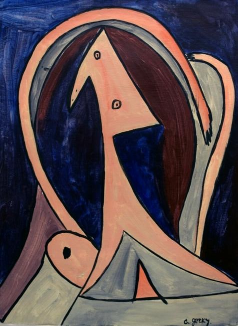Vintage Abstract Painting on Canvas signed A. Gorky (1 of 3)