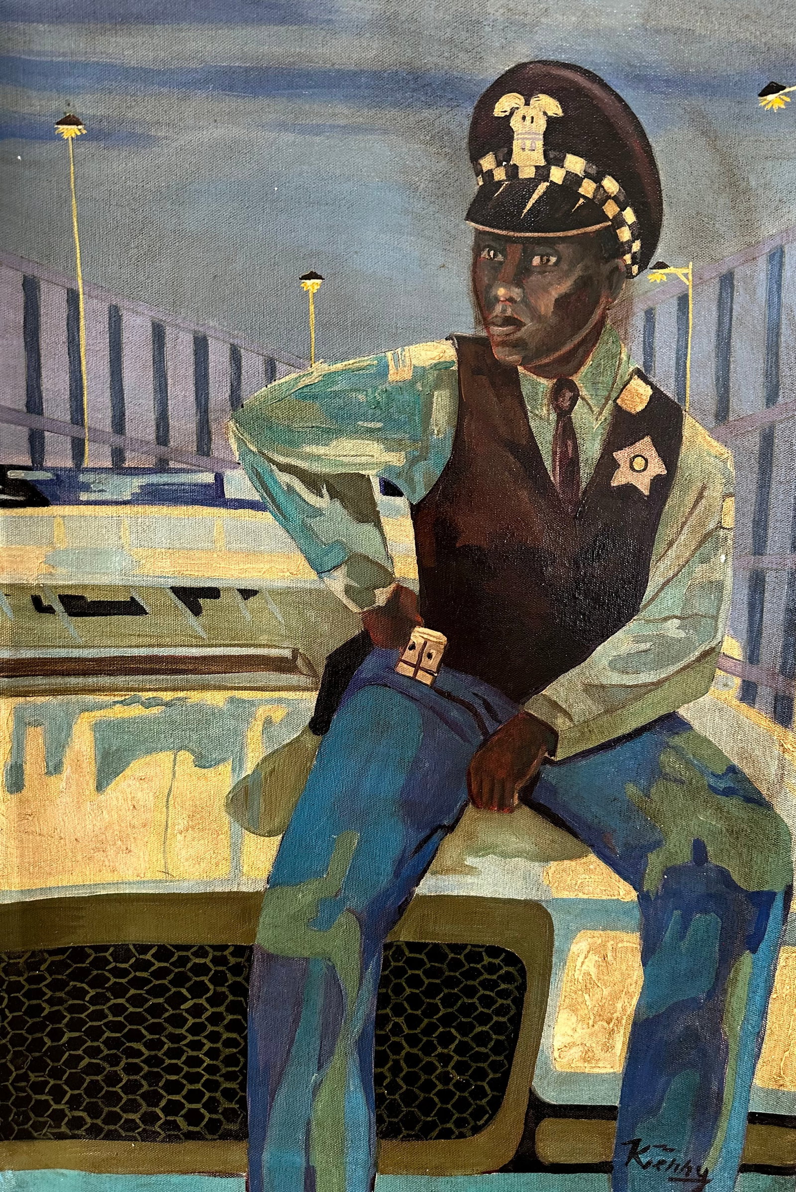 Kerry James Marshall Oil On Canvas Oil: Kerry James Marshall Oil On Canvas oil, painting signed and stamped on verso. Private NY Collector. All lots that do not carry established documented provenance nor any past record of auction history 