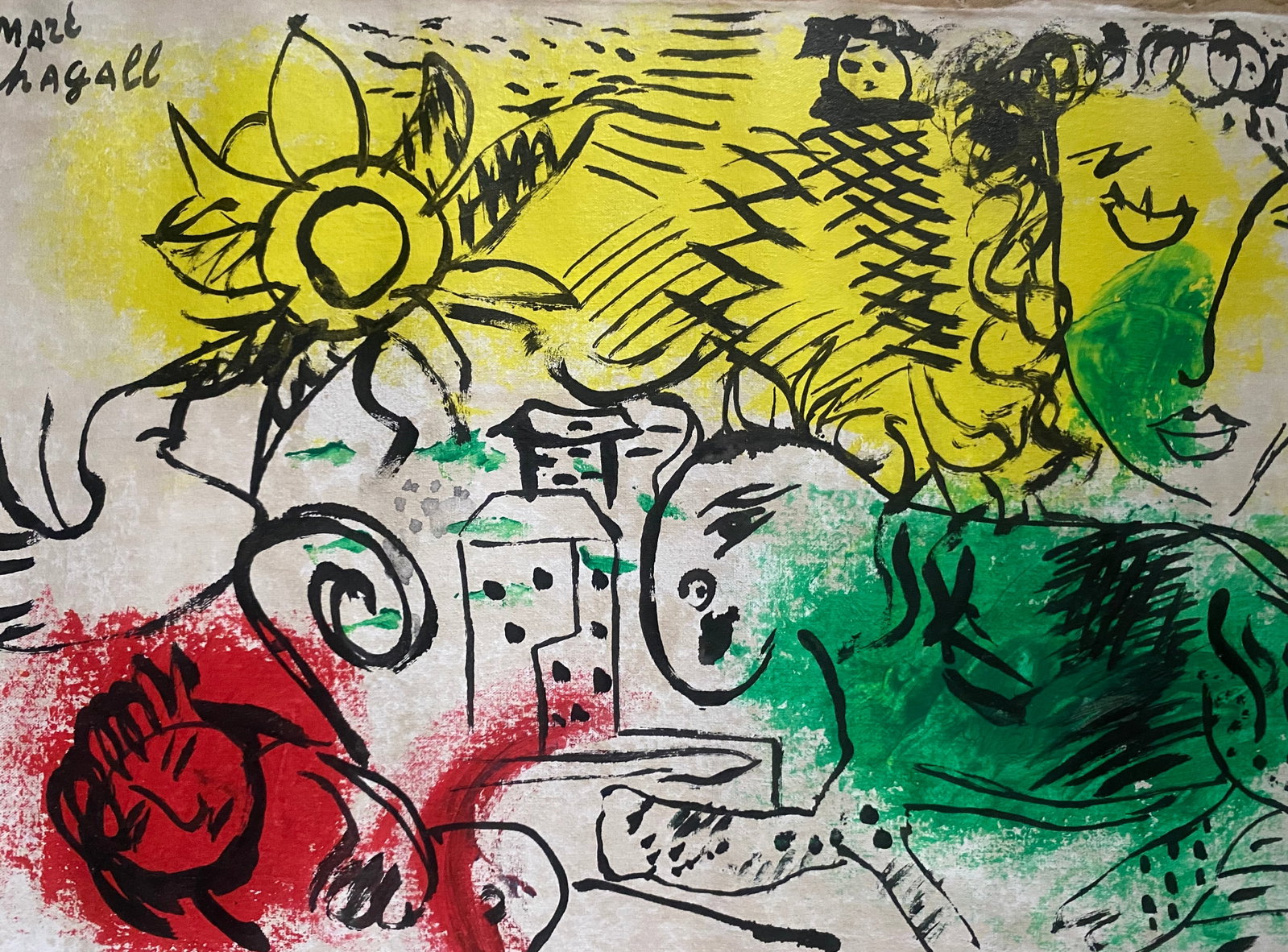 Mixed Media Basquiat on Paper: Mixed Media Basquiat on Paper. Stamp on verso. Size Framed Approx. 15X11 1/2. Paper Size Approx.: 13 x 8 1/2 inches. The drawing is being sold in the style of the artist. The piece has no formal docum