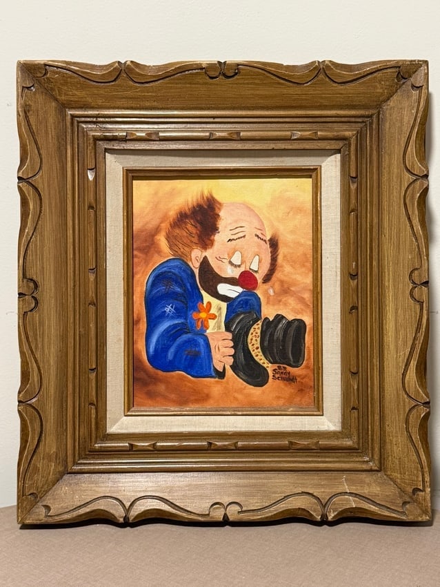 Vintage Clown Portrait oil painting 1983 (1 of 4)
