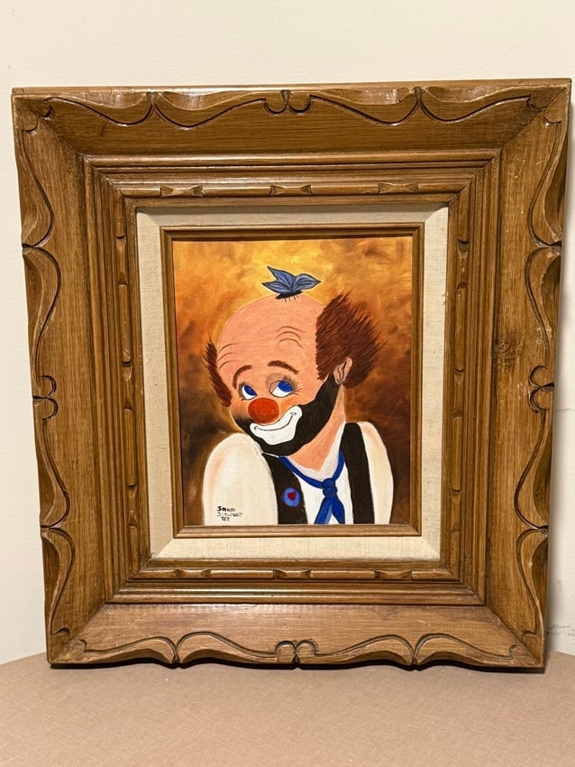 Vintage Clown Portrait oil painting 1983 (1 of 4)