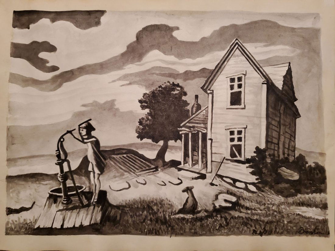 Thomas Hart Benton-Mixed Media-Signed-COA (1 of 6)