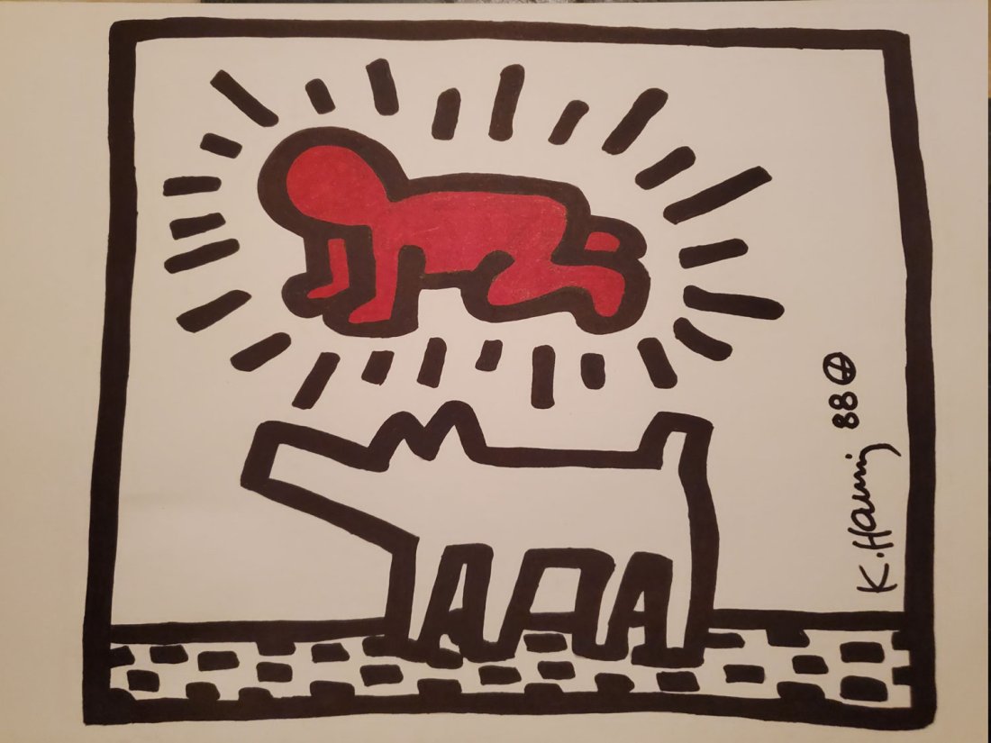 ORIGINAL KEITH HARING MIXED MEDIA DRWING-SIGNED-COA (1 of 7)