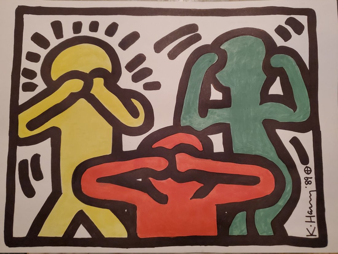 KEITH HARING POP SHOP ORIGINAL DRWING-Signed-COA (1 of 7)