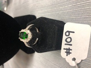 Diopside White Zircon Sterling Ring: Sterling Silver