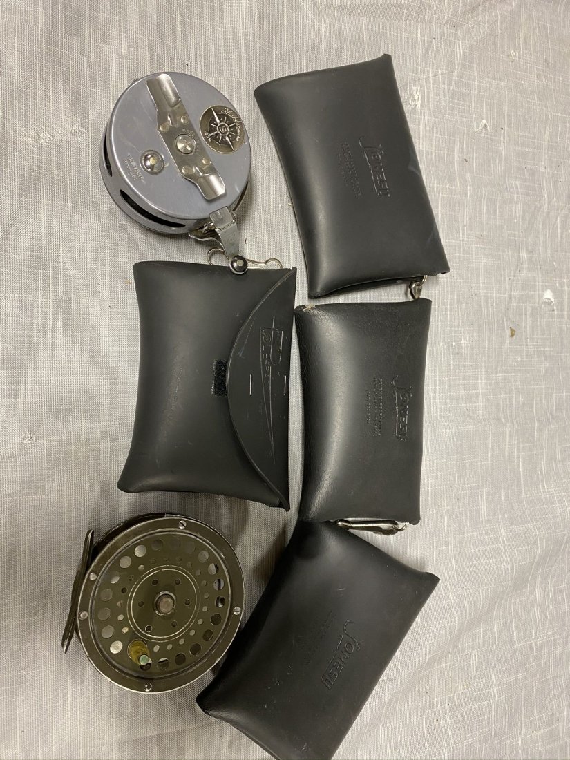Fly Reels and Pole carry cases: Shakespeare fly reels and leather carry cases
