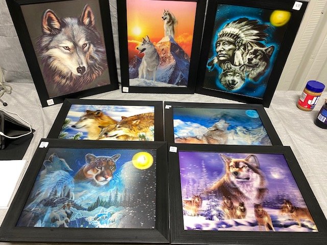 Lot of 7 Wolf Pictures: We have several 3D Wolf and Indian Pictures