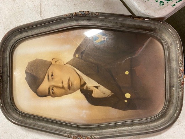 vintage military picture with bubble glass frame: Military Picture