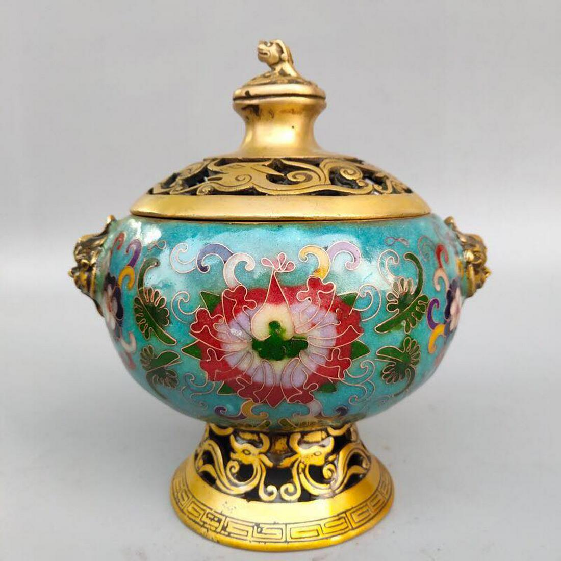 Gilt Bronze Cloisonne Enamel Incense Burner (1 of 5)