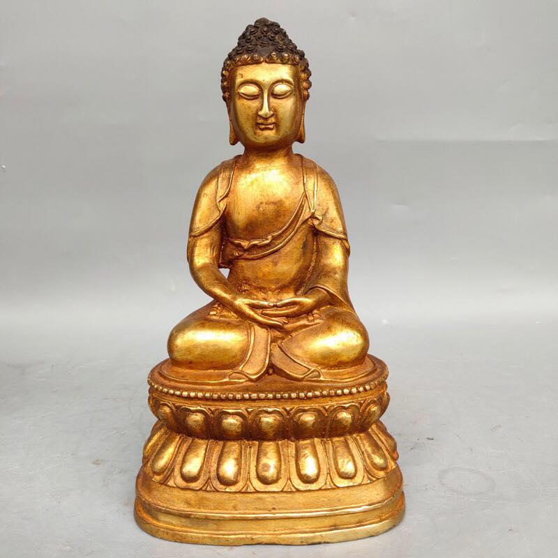 Gilt Bronze Buddha Statue: Gilt Bronze Sakyamuni Buddha Statue