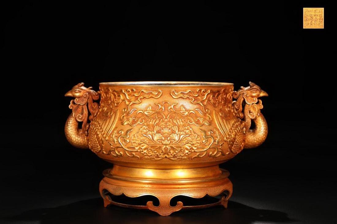 Ming Dynasty Gilded Xuande Incense Burner by Wu Bangzuo (1 of 6)