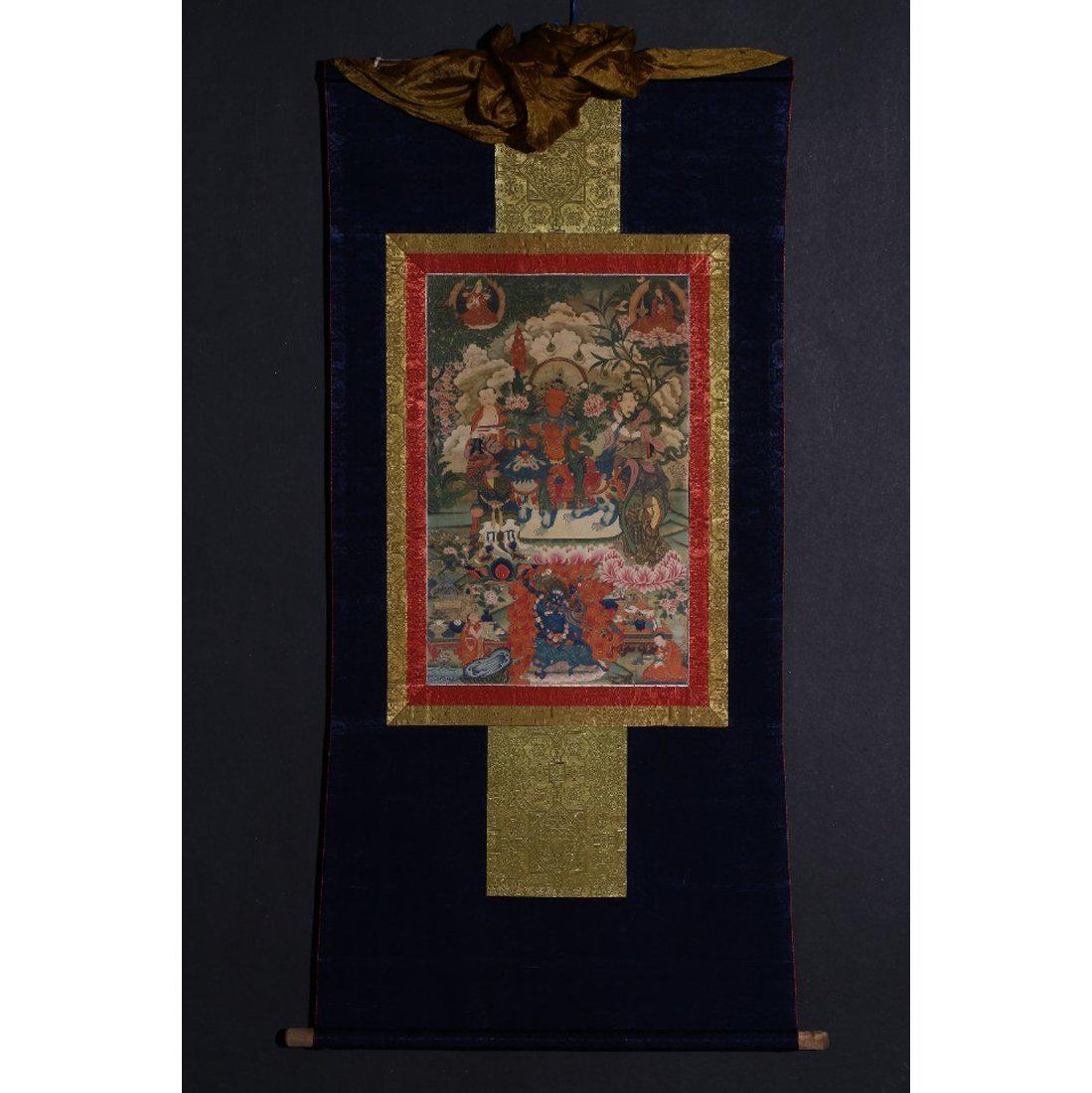 Qing Dynasty Mineral Color Manjusri Bodhisattva Thangka (1 of 9)