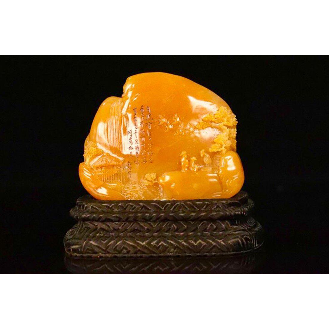 19-20th Century Shoushan stone ornament,carved (1 of 9)