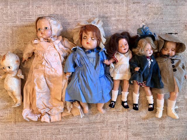 Antique Composition Doll Lot of 6 With Clothing: Antique Composition Doll Lot of 6 With Clothing. See All Pictures. Dolls may be in tough condition- for parts. Kewpie, Sherle Temple, Madame Alexander and More! 15 to 20-inches in Size. As-is, As-Show