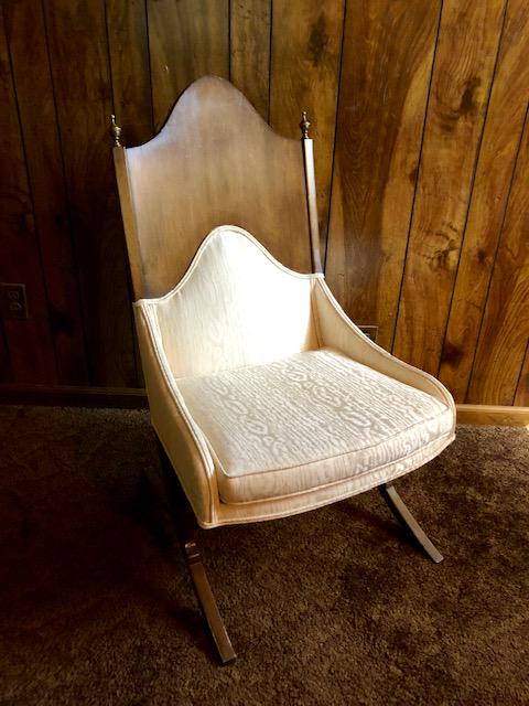 Mid-Century Gothic Revival Accent Chair: Mid-Century Gothic Accent Chair 23 by 26 by 40-Inches High. 17-inch Seat Height. In excellent condition- as-is, as-shown. Certainly a period look!