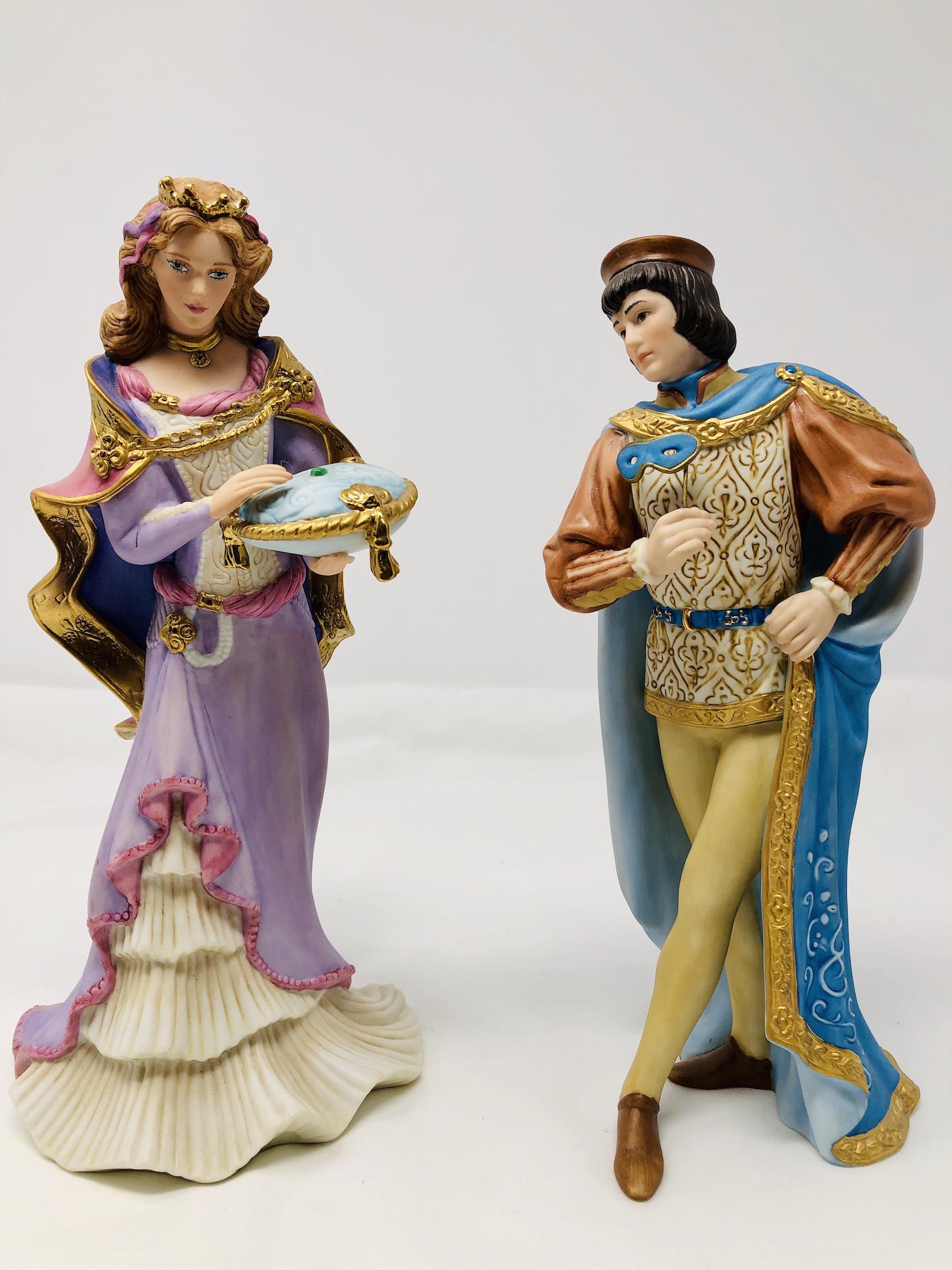 Lenox Legendary Princesses and Romeo Porcelain Figurine: Lenox Legendary Princesses and Romeo Porcelain Figurine Pair of 2. Two figurines, one the Princess and the Pea, the other Romeo. All marked and signed Lenox. Each approx. 9-inches Tall. As-is, as-show