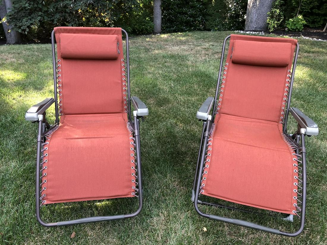 Frontgate Orange Folding Beach Chairs Pair of Two (1 of 4)