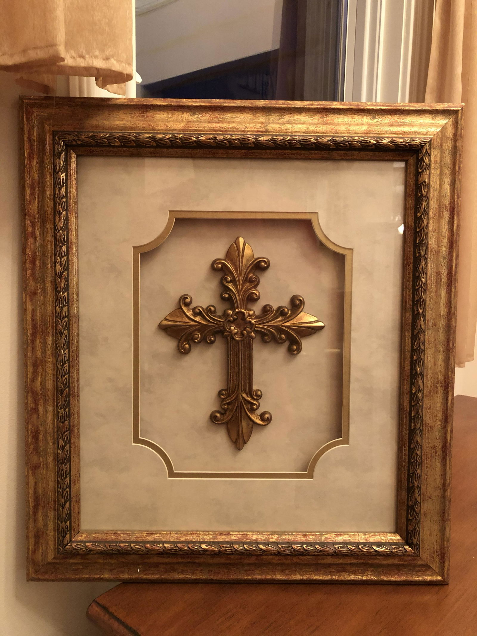 Gilt Shadow Box Framed Cross Wall Picture (1 of 1)