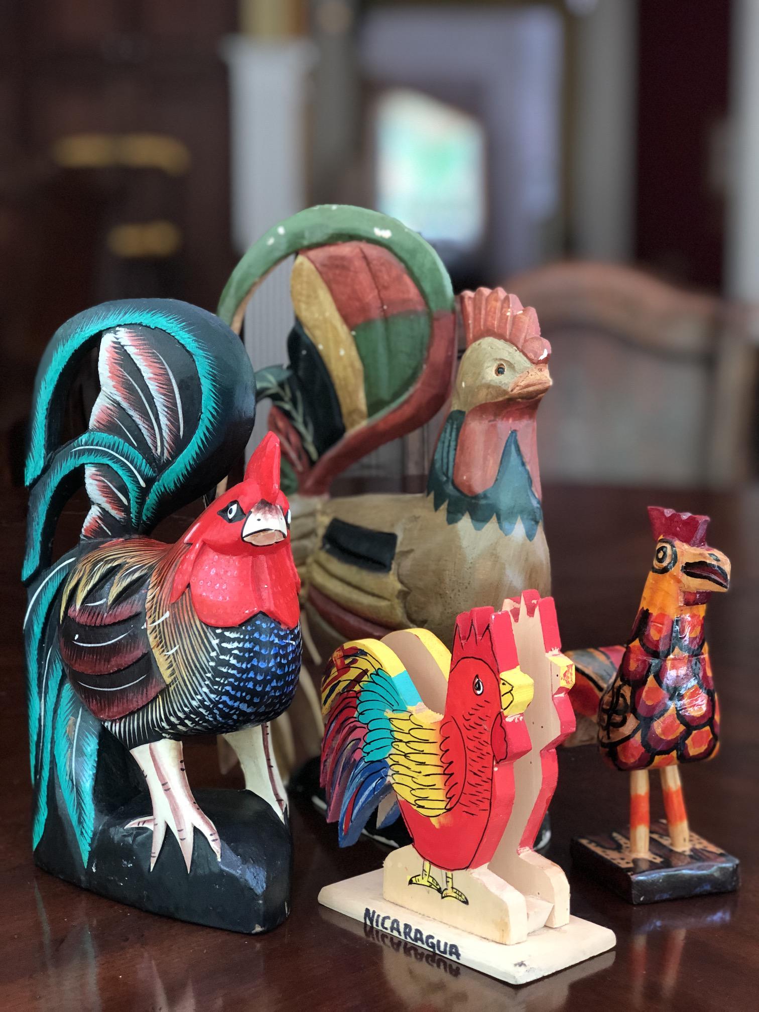 Lot of 4 Woodcraft Figural Chicken Carvings (1 of 1)