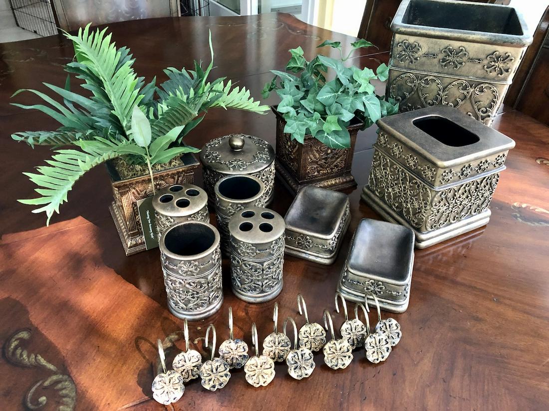 24-Piece Bathroom Accessory Lot: As-Is, As-Shown