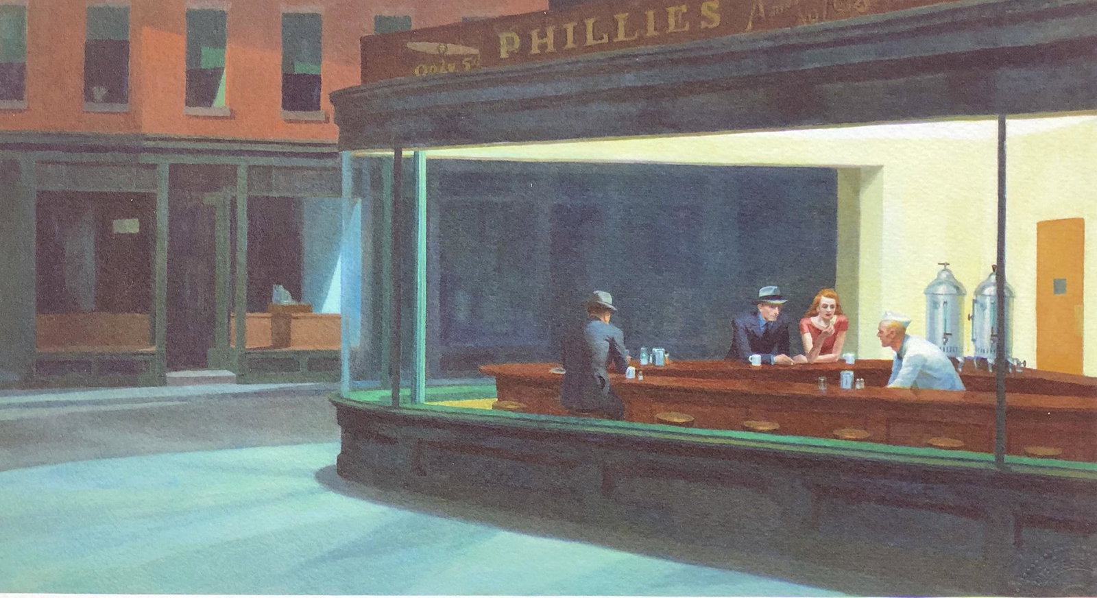 Edward Hopper - Nighthwaks.: Litografía firmada en plancha y numerado a lápiz por el editor. Estampación en calidad Giccle. Acabado a mano sobre papel Arches (France). Viene con certificado de Edición. N