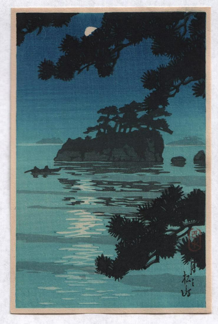 Hasui Kawase - Matsushima Moonlight woodblock c1930 Old (1 of 2)