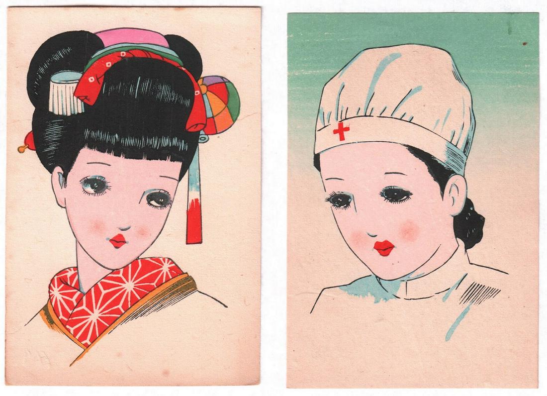 Nakahara Junichi Woodblocks: Maiko, Nurse, 1940-50 NR (1 of 2)