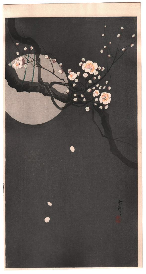 Ohara Koson Woodblock: Plum Blossom and Moon, c1910s (1 of 2)