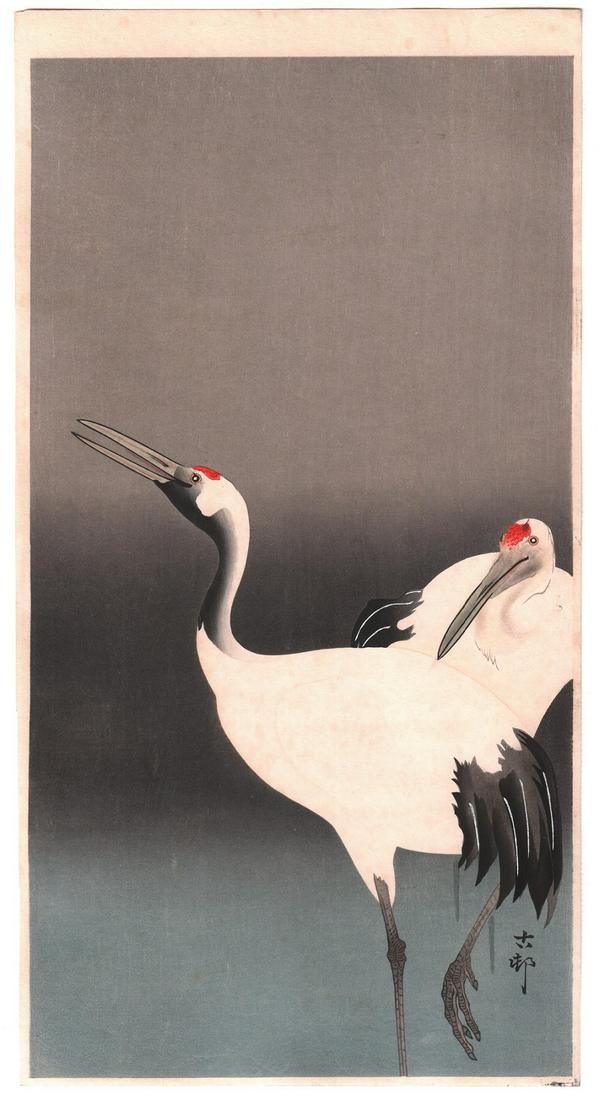 Ohara Koson Woodblock: Two Cranes, 1910s (1 of 2)