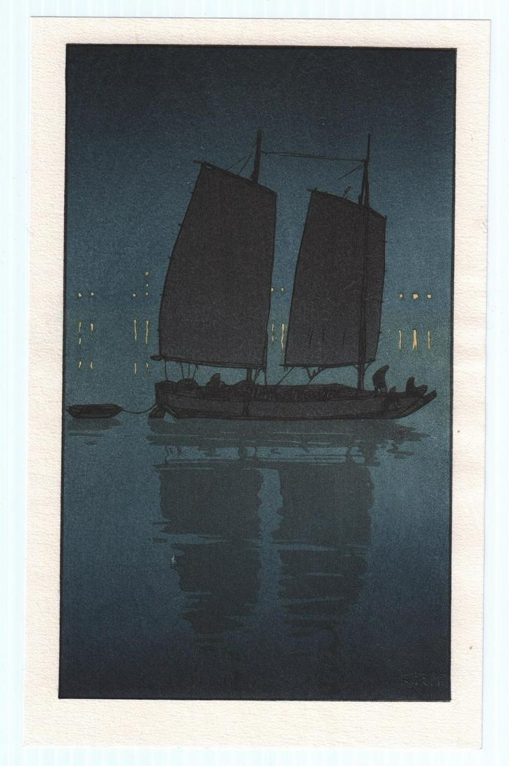 (after) Hiroshi Yoshida - Sailing Boat, Night woodblock (1 of 2)