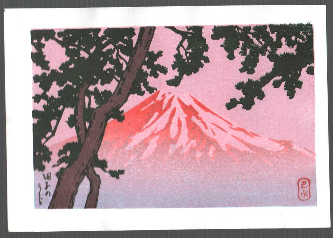 Hasui Kawase - Fuji Sunset Glow woodblock c1930 NR (1 of 2)