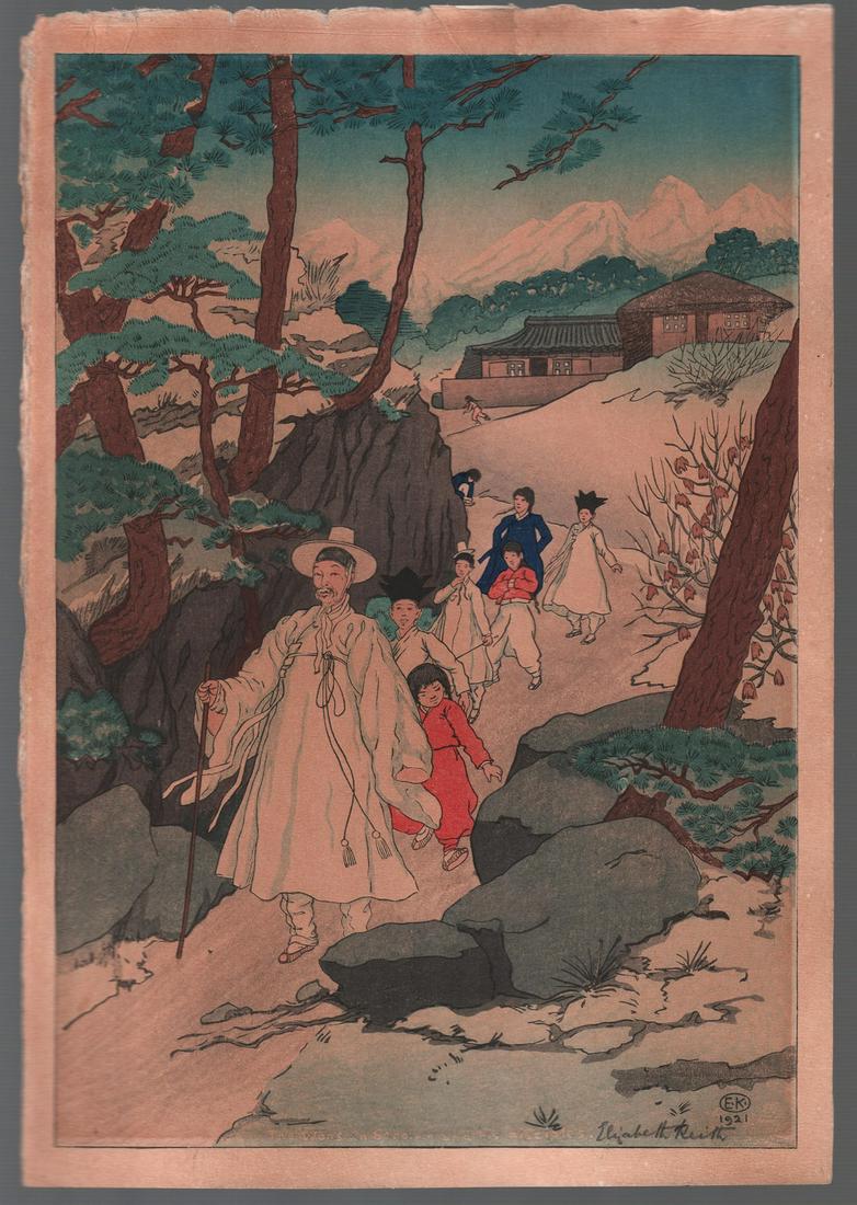 Elizabeth Keith Woodblock: Wonsan Scholar, 1921,  NR (1 of 2)