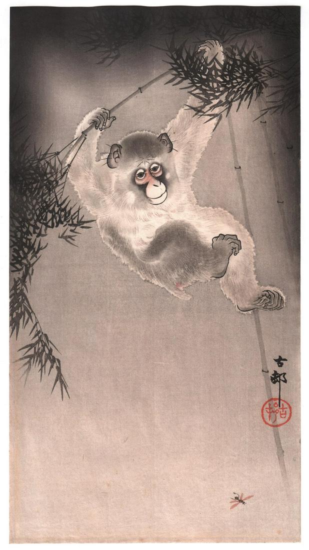 Ohara Koson Woodblock: Monkey and Wasp, 1910s  NR (1 of 2)