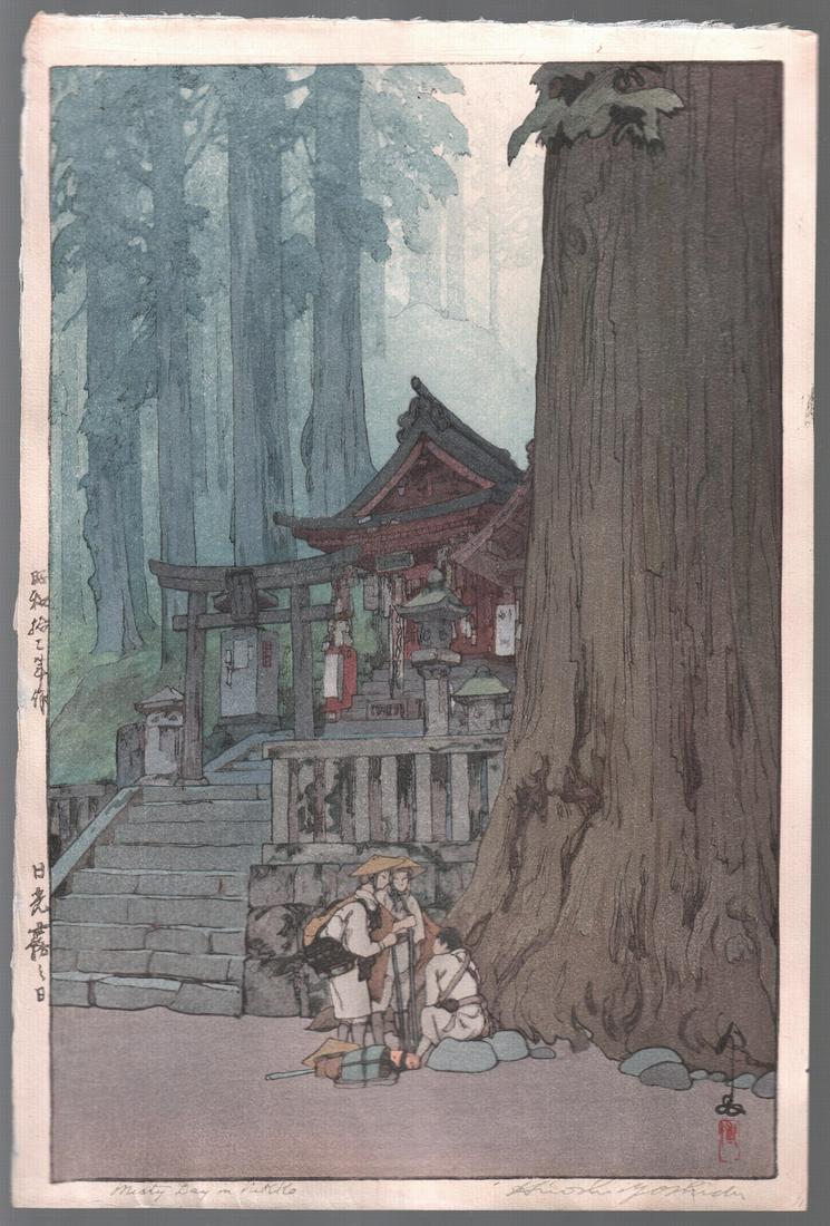 Hiroshi Yoshida Woodblock: Misty Day in Nikko  1937 NR (1 of 2)