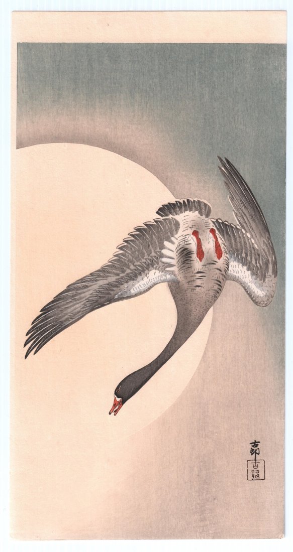 Ohara Koson - Goose Under Full Moon c1910/23 RARE NR (1 of 2)