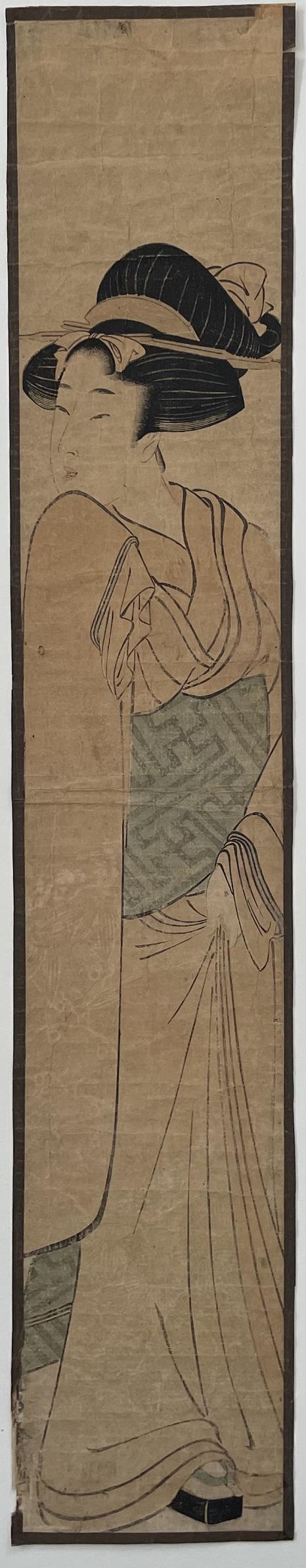 18th Century Woodblock Print: Courtesan Hashira-e, NR (1 of 2)