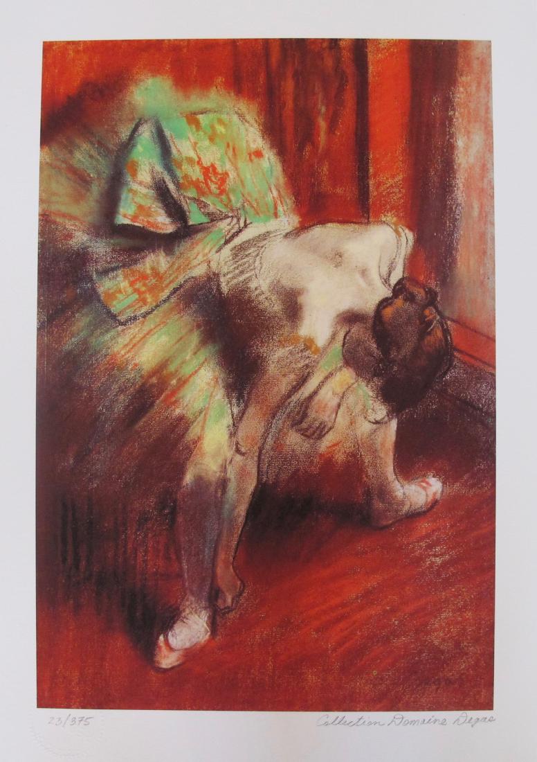 EDGAR DEGAS LÕATTENTE The Waiting Dancer Estate Signed: This piece is pencil signed on the lower right as ïCollection Domaine DegasÍ and has an embossed seal stamped by the Estate Domaine. Pencil numbered from an edition of 375. Published on thick qualit