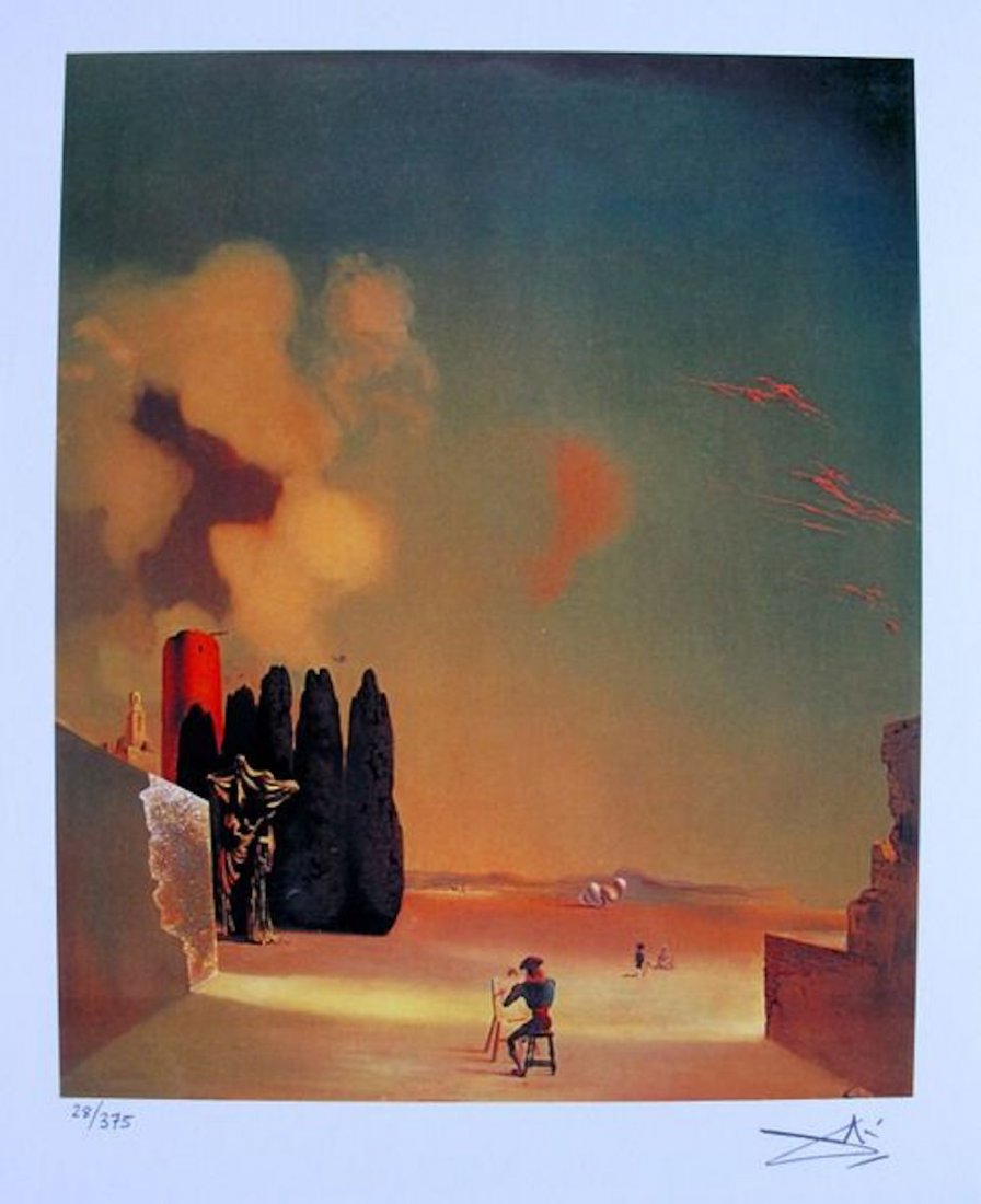 Salvador Dali ENIGMATIC ELEMENTS Signed & Numbered: This is a limited edition giclee titled ÒENIGMATICÊ ELEMENTS WITH LANDSCAPEÓ by Salvador Dali. This piece is facsimile signed on the lower right. Pencil numbered from an edition of 375. Paper measu
