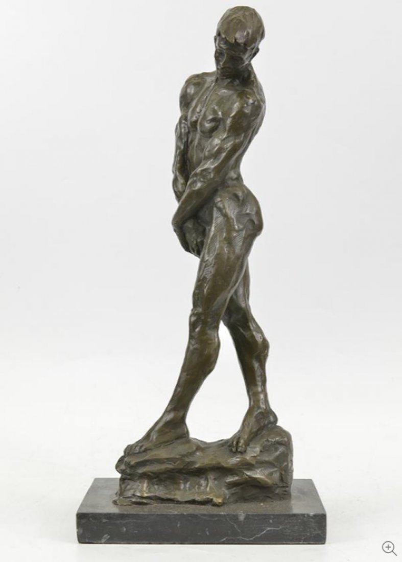 AUGUSTE RODIN - Adam, Cold Cast Resin Bronze Sculpture: This sculpture is hot cast bronze metal and was handmade by artists using the ancient lost wax process. ÊThis reproduction sculpture contains no resins or cheap fillers. This sculpture is mounted on