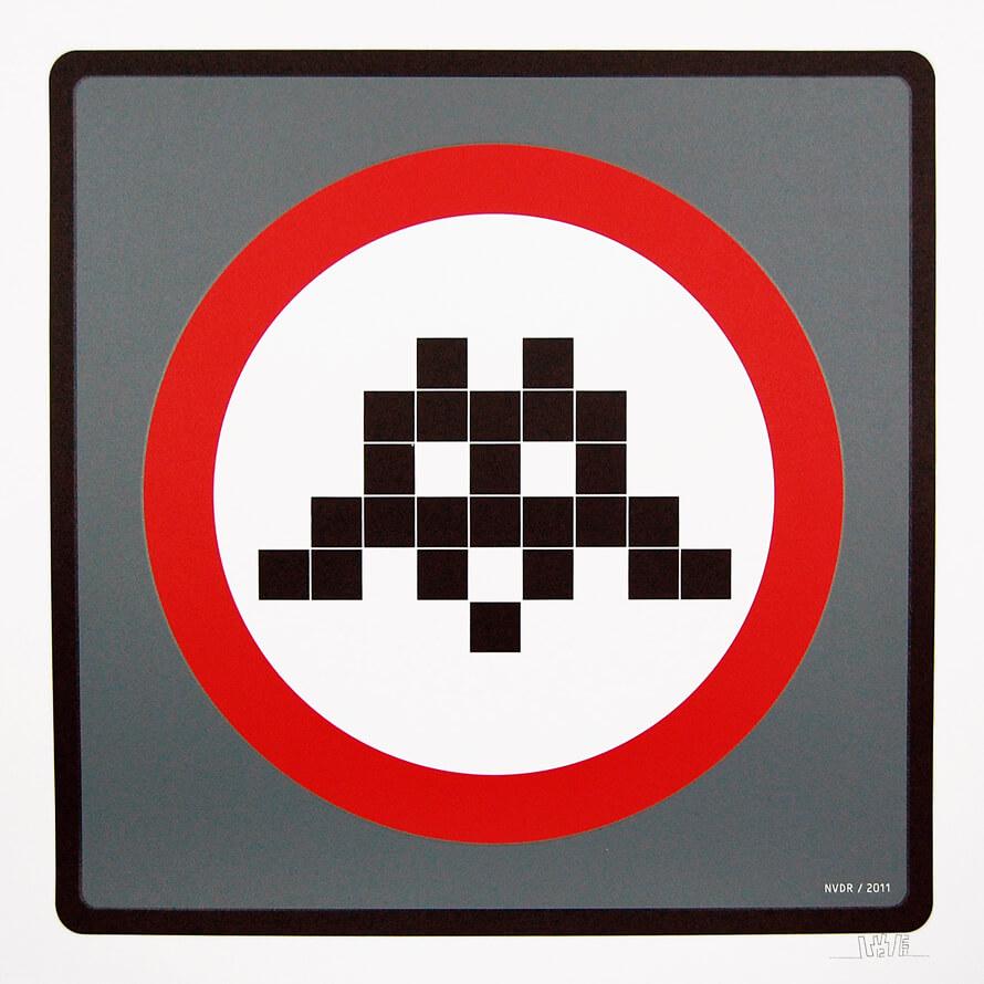 INVADER - Warning, 2011, hand signed (1 of 1)