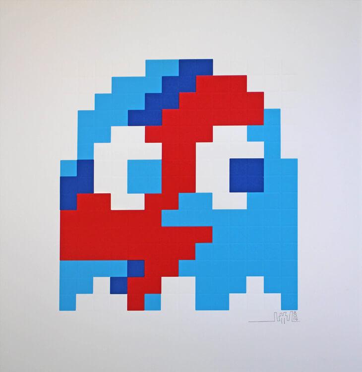 INVADER â€“ Aladdin Sane Inky (Blue) , hand signed (1 of 1)