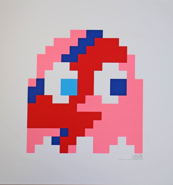 INVADER - Aladdin Sane Inky (Pink) , hand signed (1 of 1)